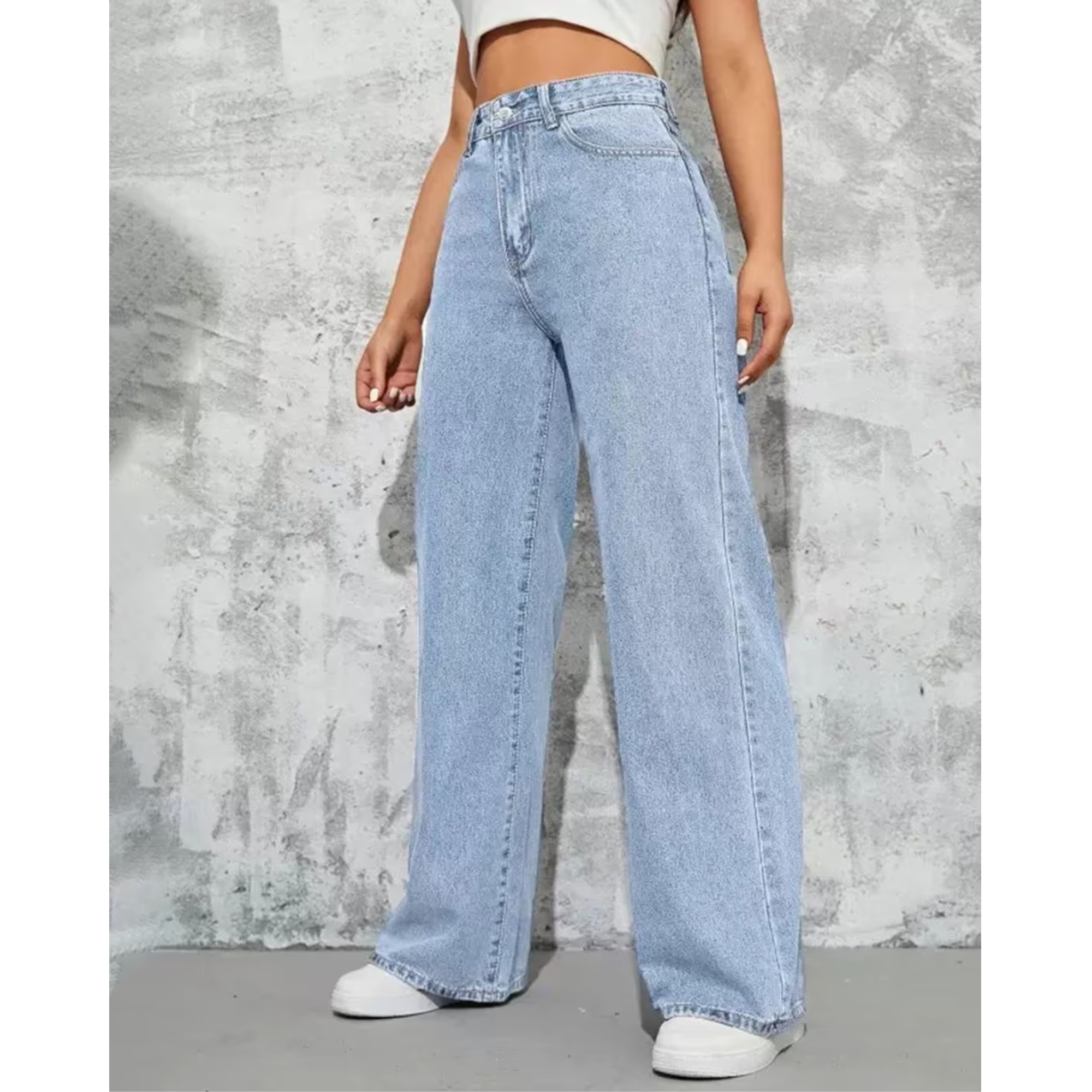 MEVAN Women Heavily Washed Relaxed High-Rise Jeans